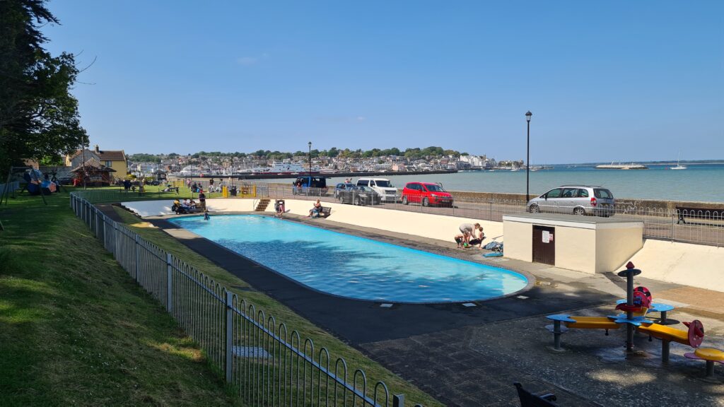 There is a small open air swimming pool in East Cowes, Isle of Wight