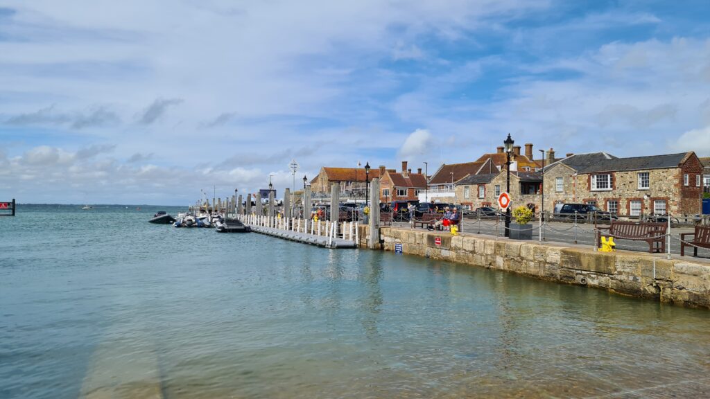 Yarmouth town quay on the Isle of Wight is a busy yachting place