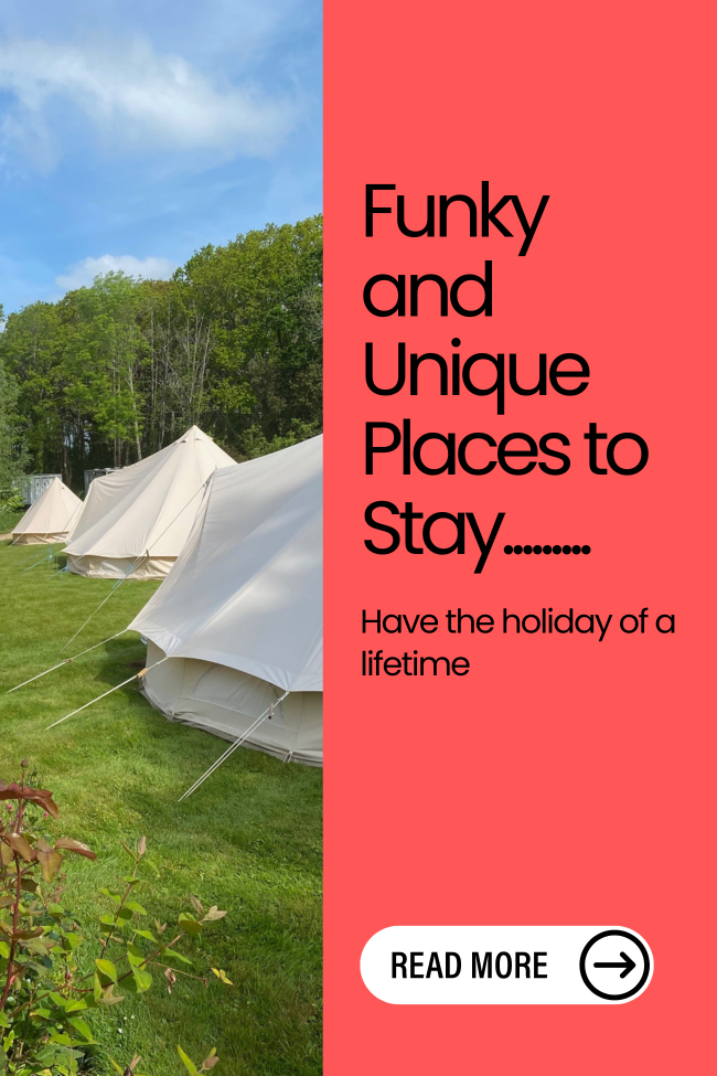 Image of funky and unique bell tent camping on the isle of wight in a field to enjoy nature