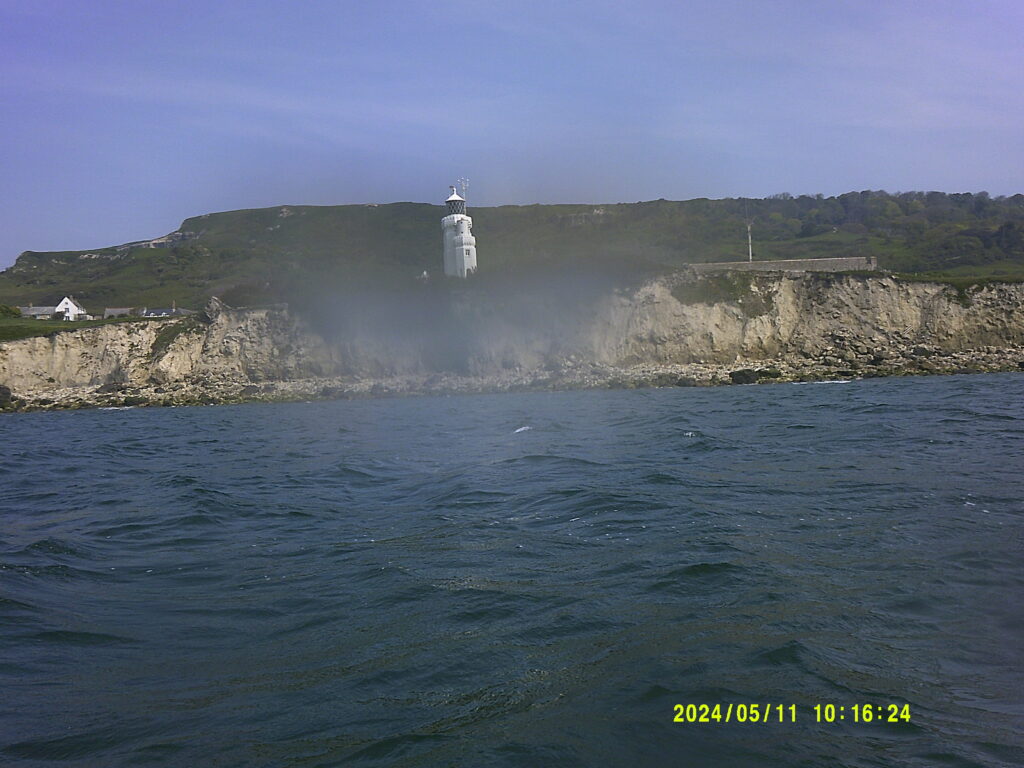 View from the sae looking at St Catherines lighthouse on the Isle of Wight